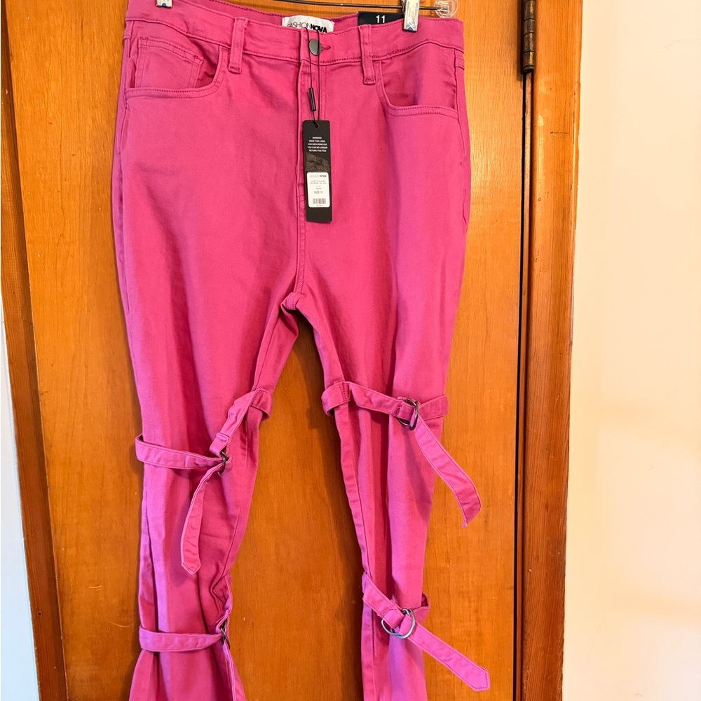 Fashion Nova Vibrant Pink Denim Pants Size 11